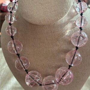 Vintage Pink Lucite Glass Beaded Necklace